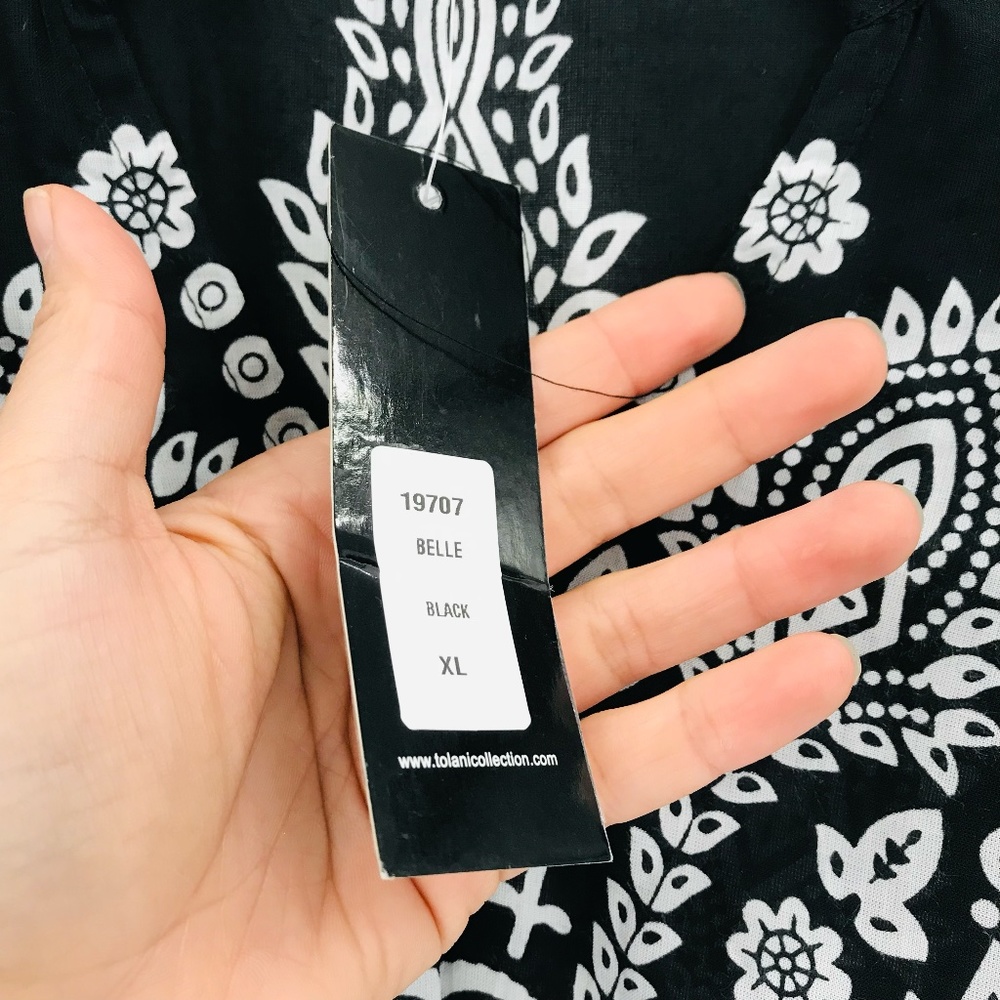 Feathers By Tolani Printed Tunic Top Navy White S… - image 5